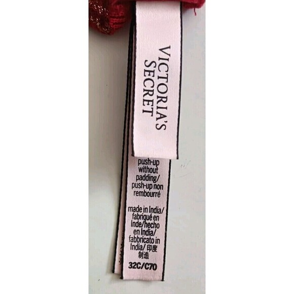 Victoria's Secret Bra Dream Angels Wicked Size 32C Unlined Uplift Red Lace - Picture 7 of 8